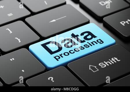 Concept de l'information : Traitement des données sur ordinateur fond de clavier Banque D'Images