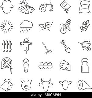 Ferme ou d'Icônes Homestead fine ligne Vector Illustration Set Illustration de Vecteur