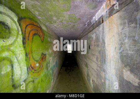 Tunnel en béton armé - entrée de bunker appartenait au quartier général de la Force terrestre Nazi (Oberkommando des Heeres) à Mamerki, Pologne Banque D'Images