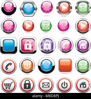Vector set de boutons brillant Illustration de Vecteur