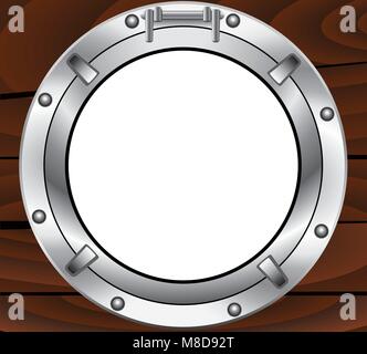 Vector metal hublot et mur en bois Illustration de Vecteur