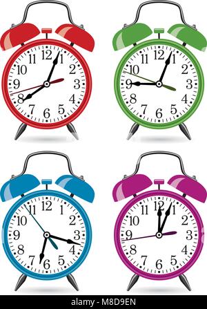 Vector set de réveils rétro coloré Illustration de Vecteur