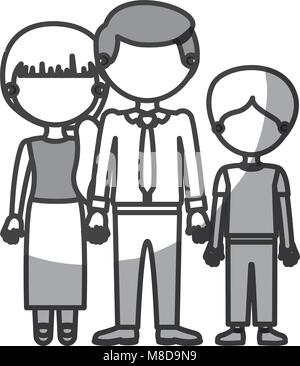 Silhouette sans visage ombrage monochrome en costume officiel du groupe familial Illustration de Vecteur