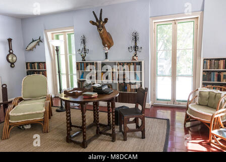 Key West, Floride - Mars 04, 2018 : Le point de vue du bureau d'Ernest Hemingway à Key West, en Floride. Il a écrit 80 % de son travail dans ce bureau. Banque D'Images