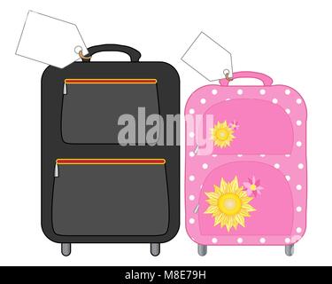 Un vecteur illustration en format eps 10 valises pour un homme et femme paniers pour les vacances avec de grandes étiquettes blanches sur fond blanc Illustration de Vecteur