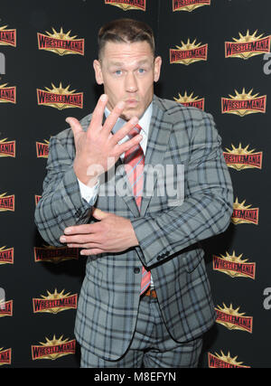 East Rutherford, NJ, USA. Mar 16, 2018. John Cena à la conférence de presse annonçant son retour à la WWE Wrestlemania 35 Stade METLIFE en 2019 à East Rutherford, New Jersey le 16 mars 2018. Crédit : George Napolitano Punch/media/Alamy Live News Banque D'Images