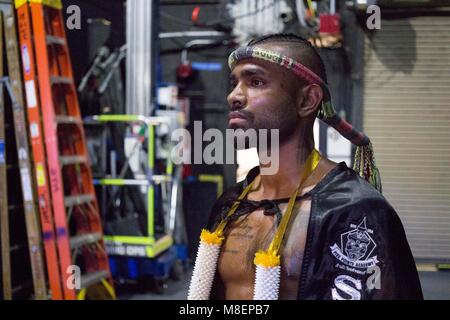 New York, New York, USA. Mar 16, 2018. N&l Gaming léger Joucoo. Muay Thai kickboxing au Madison Square Garden Theatre. photo par John M. Mantel, 16 mars 2018, New York. Crédit : John Marshall/Mantel ZUMA Wire/Alamy Live News Banque D'Images