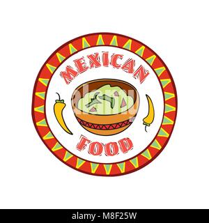 Symbole de l'alimentation mexicaine. Une cuisine traditionnelle. Plat mexicain doodles signe. L'icône de restauration rapide. Signe de forme ronde. L'icône de restauration rapide. Illustration de Vecteur