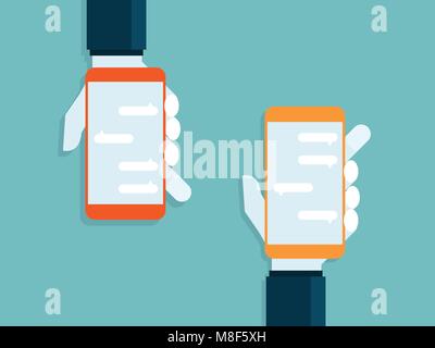 Illustration de la main de l'holding smartphone avec la messagerie Illustration de Vecteur