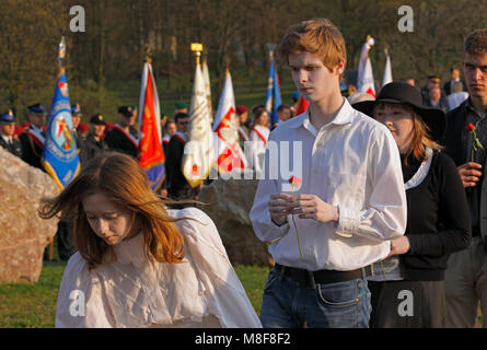 3e Mémoire Kielce lors de célébration Mars 76e anniversaire de massacre de Katyn (le massacre de 1940 officiers polonais, policiers et civils) Banque D'Images