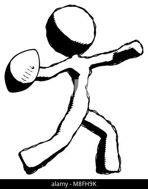 Conception d'encre mascot woman throwing football. Banque D'Images