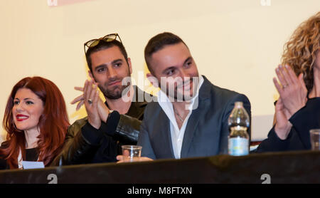 Naples, Italie. 13Th Mar, 2018. La conférence de presse de Nancy le film de Coppola, Francesco Testi, Eva Grimaldi, Maria del Monte et Antonio Palmese, réalisé par Nilo Sciarrone "mon homme parfait' dans les salles. Credit : Sonia Brandolone/Pacific Press/Alamy Live News Banque D'Images