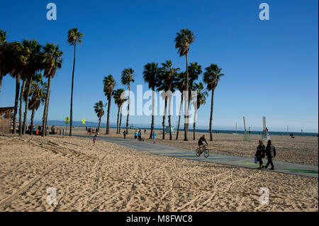 La piste cyclable à la plage de Santa Monica à Los Angeles, CA Banque D'Images