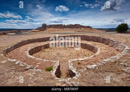 Kiva à Gran Quivira ruines à Salinas Pueblo Missions National Monument, New Mexico, USA Banque D'Images