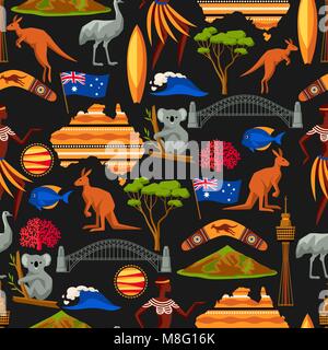 Modèle logique de l'Australie. Objets et symboles traditionnels de l'Australie Illustration de Vecteur