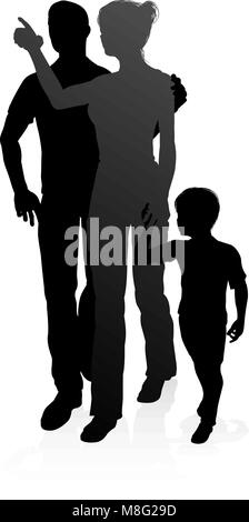 Silhouette détaillées de la famille Illustration de Vecteur