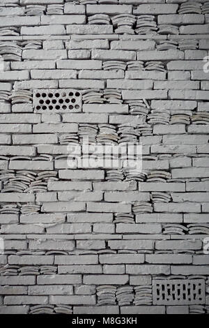 Murs de briques recyclées au Xiangshan Campus, Académie des arts conçu par l'architecte Wang Shu à Hangzhou, en Chine Banque D'Images