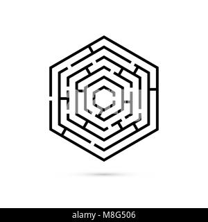 Hexagon labyrinthe. Solution d'affaires de la confusion et de concept. Modèle plat. Vector illustration sur fond blanc Illustration de Vecteur