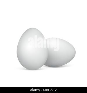 Oeufs blancs sur fond blanc. Alimentation saine. Symbole de Pâques. Vector illustration Illustration de Vecteur