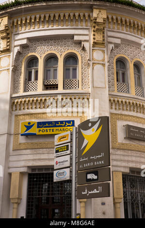 Maroc, Casablanca, Bv Mohammed V, le Marché Central Bureau de poste et banque Al-Barid Banque D'Images