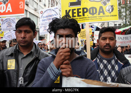 Athènes, Grèce. 17Th Mar, 2018. Des centaines de manifestants prendre part à un rassemblement à Athènes dans le cadre de la Journée internationale pour l'élimination de la discrimination raciale. Crédit : George/Panagakis Pacific Press/Alamy Live News Banque D'Images