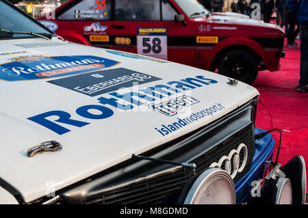 SAN MARINO - OTT 21, 2017 : AUDI quattro A2 1983 dans la vieille voiture de course course historique rallye Banque D'Images