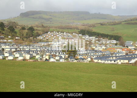 Static Caravan Park, près de la baie dans l'est du Devon Ladram Banque D'Images