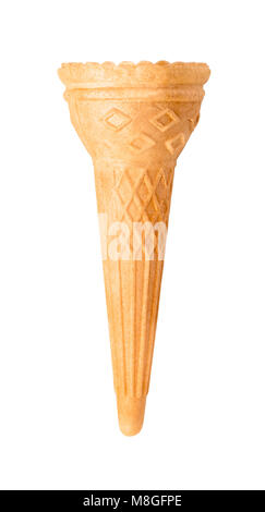Ice cream cone croustillant blanc isolated on white with clipping path Banque D'Images