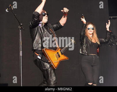 Musiciens à Let's Rock Bristol, le Festival Rétro, juin 2017. Banque D'Images