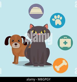 Mascottes cute pet shop icons vector illustration design Illustration de Vecteur