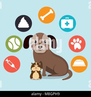 Mascottes cute pet shop icons vector illustration design Illustration de Vecteur