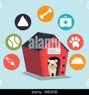 Jolie maison en bois avec les chiens vector illustration design Illustration de Vecteur