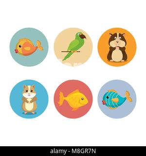 Mascottes cute pet shop icons vector illustration design Illustration de Vecteur
