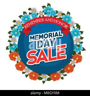 Memorial Day sale avec de belles fleurs vector illustration design Illustration de Vecteur