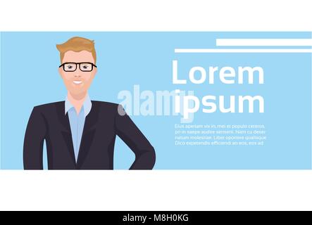 L'homme d'affaires portant des lunettes plus de Background With Copy Space Illustration de Vecteur