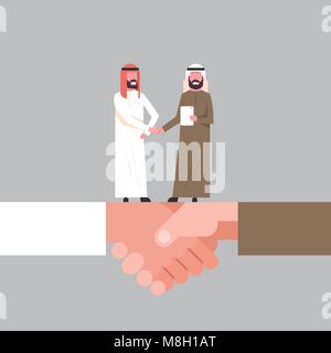 Home arabe sur l'Accord de partenariat et d'affaires Handshake Concept Illustration de Vecteur