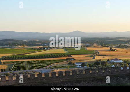 Les vastes plaines de l'Alentejo vu de la ville fortifiée d''Estremoz. Portugal Banque D'Images