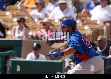 Glendale, Phoenix. USA.- Dioner Navarro receptor de Chicago Cubs en el campo de entrenamiento Camelback Ranch en juego contra White Sox de Chicago.13/03/ Banque D'Images