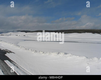 Yellowstone River running through Hayden Valley. Le labourage du printemps ; Banque D'Images