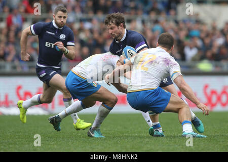 17.03.2018. Stadio Olimpico, Rome, Italie. Tournoi des Six Nations 2018. L'Italie contre l'Ecosse. Tim Wilson en action pendant le match Italie contre l'Ecosse au Stadio Olimpico à Rome. Banque D'Images