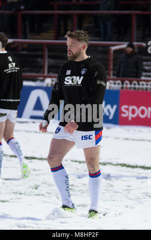 17 MARS 2018 , Beaumont stade juridique, Wakefield, Angleterre ; Betfred Super League rugby, Wakefield Trinity contre Widnes Vikings ; Wakefield Trinity deuxième ligne Danny Kirmond en warm up Crédit : Nouvelles Images/Alamy Live News Banque D'Images