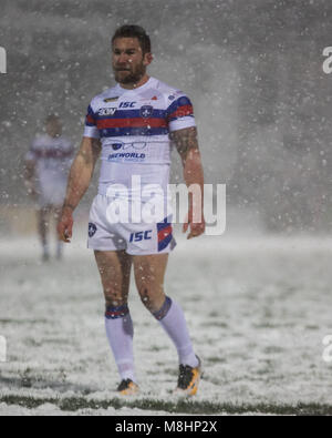 17 MARS 2018 , Beaumont stade juridique, Wakefield, Angleterre ; Betfred Super League rugby, Wakefield Trinity contre Widnes Vikings ; Wakefield Trinity hooker Tyler Randell Crédit : Nouvelles Images/Alamy Live News Banque D'Images