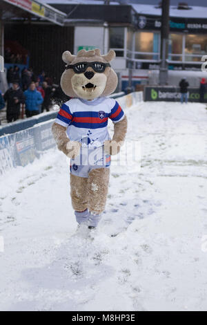 17 MARS 2018 , Beaumont stade juridique, Wakefield, Angleterre ; Betfred Super League rugby, Wakefield Trinity contre Widnes Vikings ; daddy cool dans la neige : Crédit News Images/Alamy Live News Banque D'Images