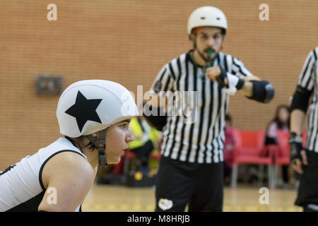 Madrid, Espagne. 17 mars, 2018. Jammer d'Taxider Biches pendant le jeu Roller Derby Roller Derby contre B. Madrid © Valentin/Sama-Rojo Alamy Live News. Banque D'Images