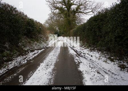 La mini bête de l'Est hits parties de Sussex en 2018. La deuxième fois dans le même nombre de semaines que la neige hits parties de Sussex. Credit : Rupert Rivett/Alamy Live News Banque D'Images