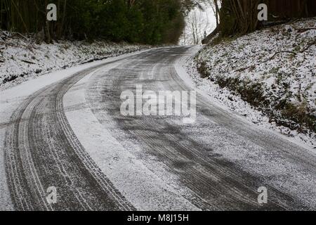 La mini bête de l'Est hits parties de Sussex en 2018. La deuxième fois dans le même nombre de semaines que la neige hits parties de Sussex. Credit : Rupert Rivett/Alamy Live News Banque D'Images