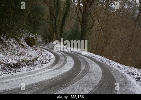 La mini bête de l'Est hits parties de Sussex en 2018. La deuxième fois dans le même nombre de semaines que la neige hits parties de Sussex. Credit : Rupert Rivett/Alamy Live News Banque D'Images