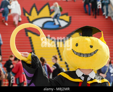 18 mars 2018, l'Allemagne, Leipzig : UN cosplayer nommé 'assassinat' en classe à la Foire du livre de Leipzig. Cette année, la Foire du livre de Leipzig se déroule du 15 au 18 mars. Photo : Jens/Kalaene Crédit photo : dpa dpa alliance/Alamy Live News Banque D'Images