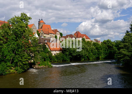 Besigheim: Schochenturm et vieille ville au-dessus de la rivière Enz, Ludwigsburg District, Bade-Wurtemberg, Allemagne Banque D'Images