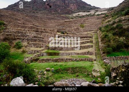 Terrasses près de Pisac, Vallée Sacrée, Pérou Banque D'Images